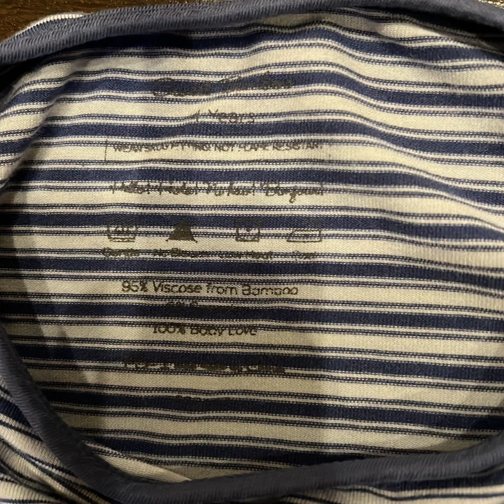 Kids Striped Long Sleeve Pajama Set in Blue and White